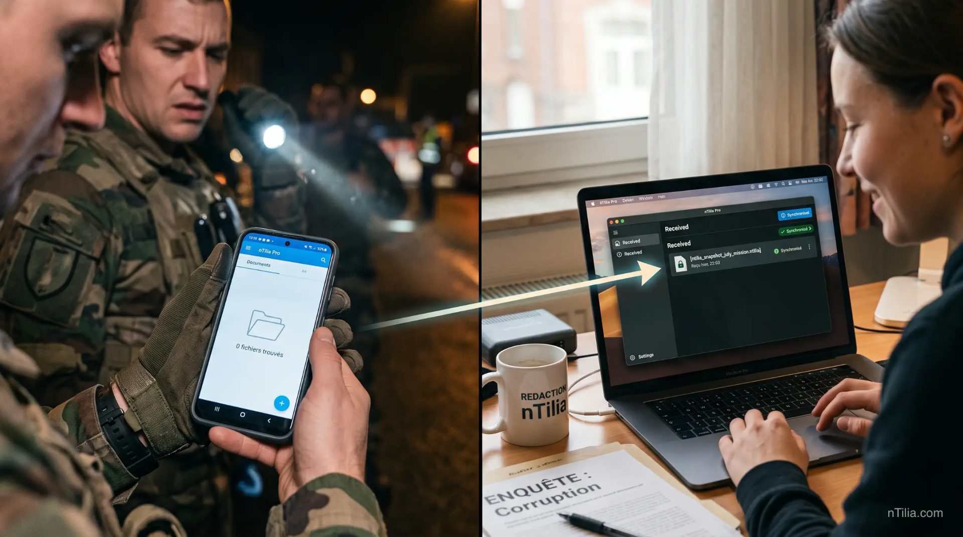 Le fichier chiffré n'est plus dans le téléphone